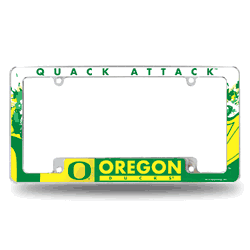 Oregon Ducks Primary 12" x 6" Chrome All Over Automotive License Plate Frame for Car/Truck/SUV