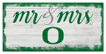Oregon Ducks Script Mr & Mrs 6x12 Sign