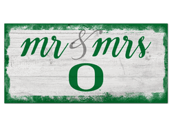 Oregon Ducks Script Mr & Mrs 6x12 Sign