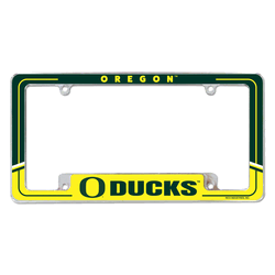 Oregon Ducks Two-Tone 12" x 6" Chrome All Over Automotive License Plate Frame