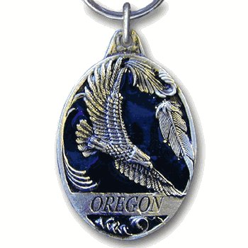 Oregon Eagle Metal Key Chain with Enameled Details