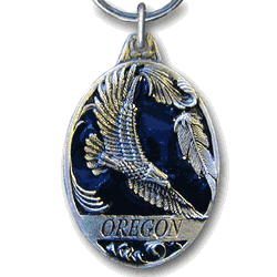 Oregon Eagle Metal Key Chain with Enameled Details
