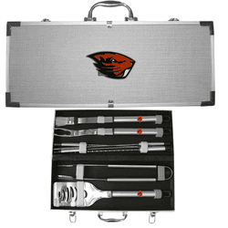 Oregon St. Beavers 8 pc Stainless Steel BBQ Set w/Metal Case