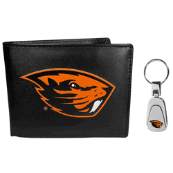 Oregon St. Beavers Bi-fold Wallet & Steel Key Chain