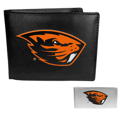 Oregon St. Beavers Leather Bi-fold Wallet & Money Clip
