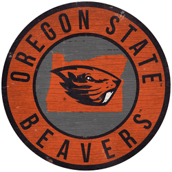 Oregon State Beavers 12 in. Circle w/ State Sign