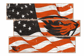 Oregon State Beavers American Flag 3 Plank