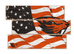 Oregon State Beavers American Flag 3 Plank