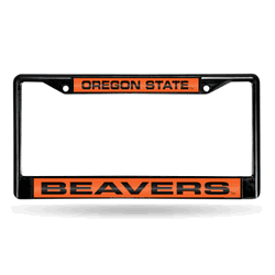 Oregon State Beavers Black 12" x 6" Black Laser Cut Chrome Frame