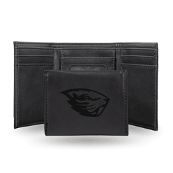 Oregon State Beavers Black Laser Engraved Tri-Fold Wallet