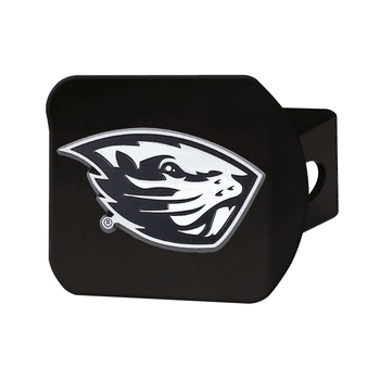 Oregon State Beavers Black Metal Hitch Cover with Metal Chrome 3D Emblem