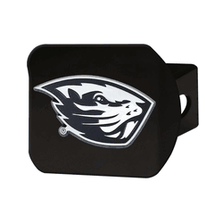 Oregon State Beavers Black Metal Hitch Cover with Metal Chrome 3D Emblem