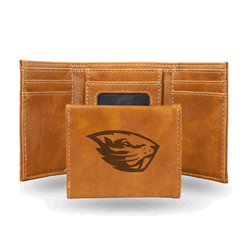 Oregon State Beavers Brown Laser Engraved Faux Leather Trifold