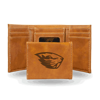 Oregon State Beavers Brown Laser Engraved Tri-Fold Wallet