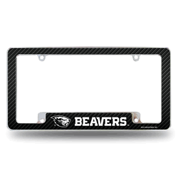 Oregon State Beavers Carbon Fiber 12" x 6" Chrome All Over Automotive License Plate Frame