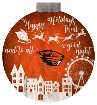 Oregon State Beavers Christmas Village 12in Wall Art