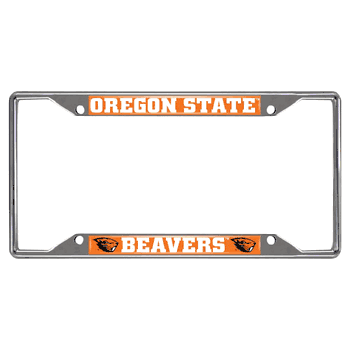Oregon State Beavers Chrome Metal License Plate Frame, 6.25in x 12.25in