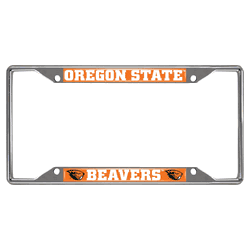 Oregon State Beavers Chrome Metal License Plate Frame, 6.25in x 12.25in