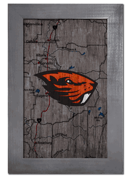 Oregon State Beavers City Map 11x19 Sign