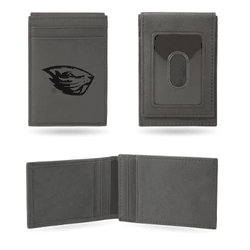 Oregon State Beavers Gray Laser Engraved Front Pocket Wallet