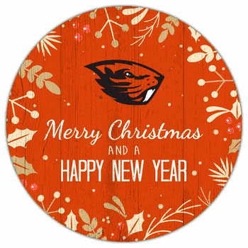 Oregon State Beavers Merry Christmas & New Year 12in Circle