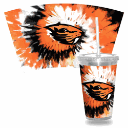 Oregon State Beavers Metallic Tye Dye Clear Tumbler W/Straw