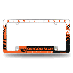 Oregon State Beavers Primary 12" x 6" Chrome All Over Automotive License Plate Frame for Car/Truck/SUV