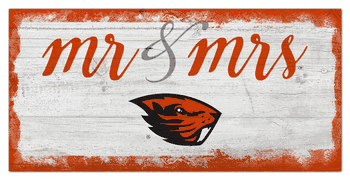 Oregon State Beavers Script Mr & Mrs 6x12 Sign