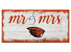 Oregon State Beavers Script Mr & Mrs 6x12 Sign