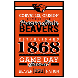 Oregon State Beavers Sign 11x17 Wood Established Design