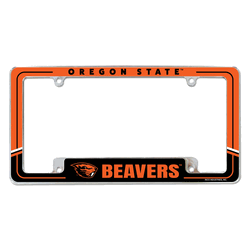Oregon State Beavers Two-Tone 12" x 6" Chrome All Over Automotive License Plate Frame