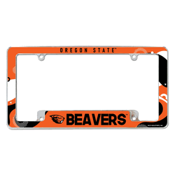 Oregon State Beavers Wave 12" x 6" Chrome All Over Automotive License Plate Frame
