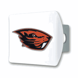 Oregon State White Metal Hitch Cover with  3D Color Emblem