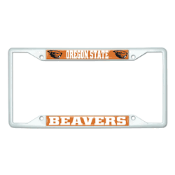 Oregon State White Metal License Plate Frame - 6.25"x12.25"