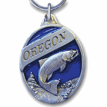 Oregon Trout Metal Key Chain with Enameled Details