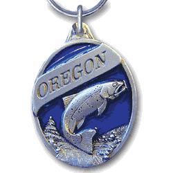 Oregon Trout Metal Key Chain with Enameled Details