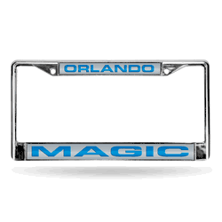 Orlando Magic Laser Chrome Frame - Silver Background With Royal Letters