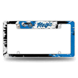 Orlando Magic Tie Dye 12" x 6" Chrome All Over Automotive License Plate Frame for Car/Truck/SUV