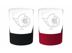 Ottawa Senators 2pc Laser Etched Commissioner Rocks Glass Set