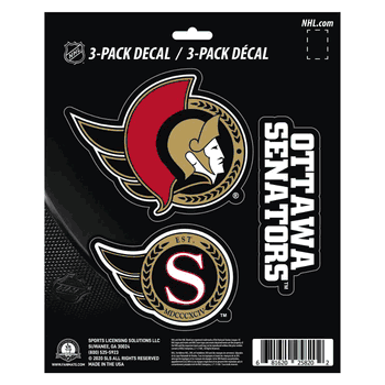 Ottawa Senators 3 Piece Decal Sticker Set