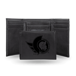 Ottawa Senators Black Laser Engraved Faux Leather Trifold