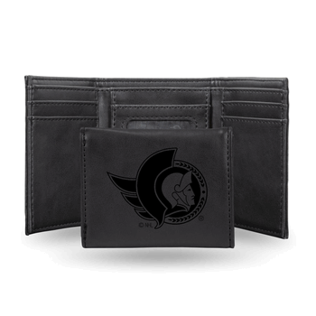 Ottawa Senators Black Laser Engraved Faux Leather Trifold