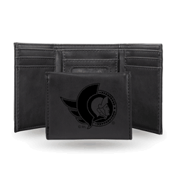Ottawa Senators Black Laser Engraved Tri-Fold Wallet