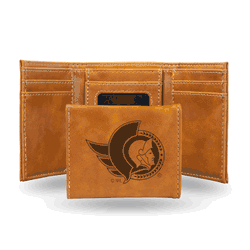 Ottawa Senators Brown Laser Engraved Tri-Fold Wallet