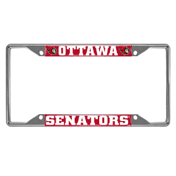 Ottawa Senators Chrome Metal License Plate Frame, 6.25in x 12.25in