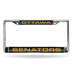 Ottawa Senators Laser Chrome Frame - Black Background With Gold Letters