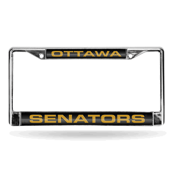 Ottawa Senators Laser Chrome Frame - Black Background With Gold Letters