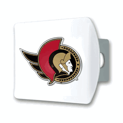 Ottawa Senators White Metal Hitch Cover with  3D Color Emblem