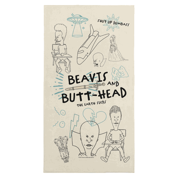 Paramount Beavis and Butthead Earth Sucks Doodle Beach Towel 30x60 inches