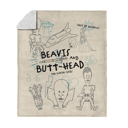 Paramount Beavis and Butthead Earth Sucks Doodle Silk Touch Sherpa Throw Blanket 50x60 inches